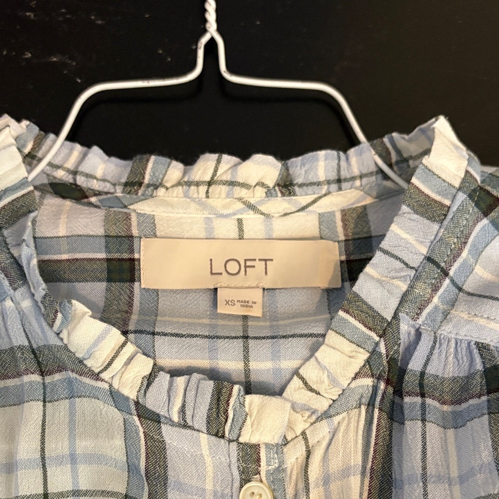 Loft Blue Plaid Button Shirt